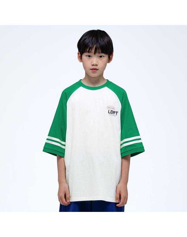 리틀뎁 오예 7부 라글란 티셔츠 Green 착용컷