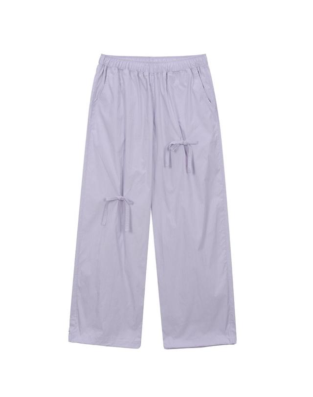 리틀뎁 나일론 리본 와이드 팬츠 Purple 착용컷