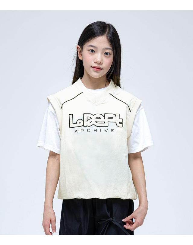 리틀뎁 액티브 나일론 베스트 Ivory 착용컷
