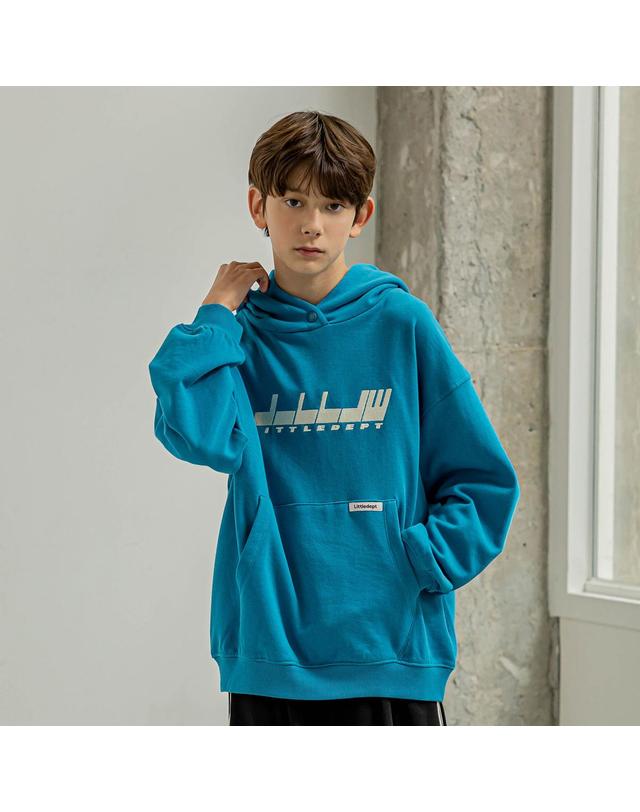 리틀뎁 아트웍 후드 티셔츠 Blue 착용컷