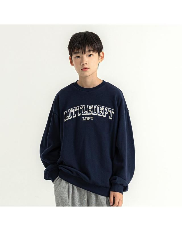 리틀뎁 베이직 로고 맨투맨 Navy 착용컷