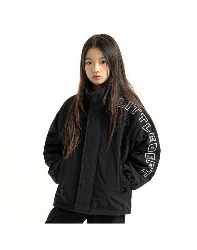 리틀뎁 페어 레터링 트랙 자켓 Black 착용컷