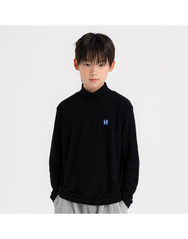 리틀뎁 솔리드 하프넥 티셔츠 Black 착용컷