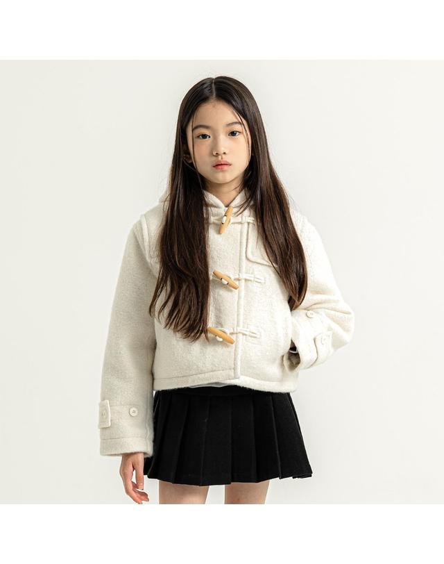 리틀뎁 후드 숏 더플 코트 Ivory 착용컷