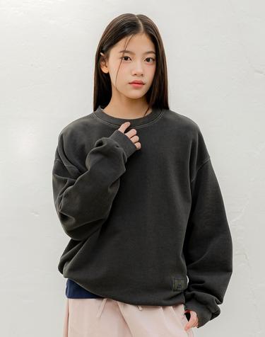 피그먼트 백 로고 맨투맨 Grey