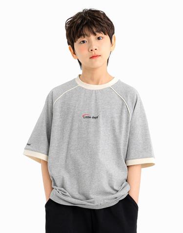 파이핑 라글란 티셔츠 Grey