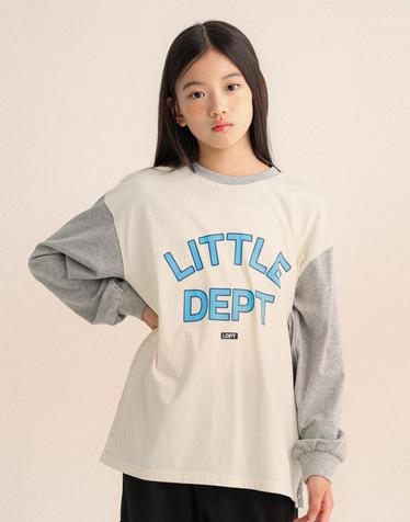 리틀뎁 배색 레터링 티셔츠 Grey
