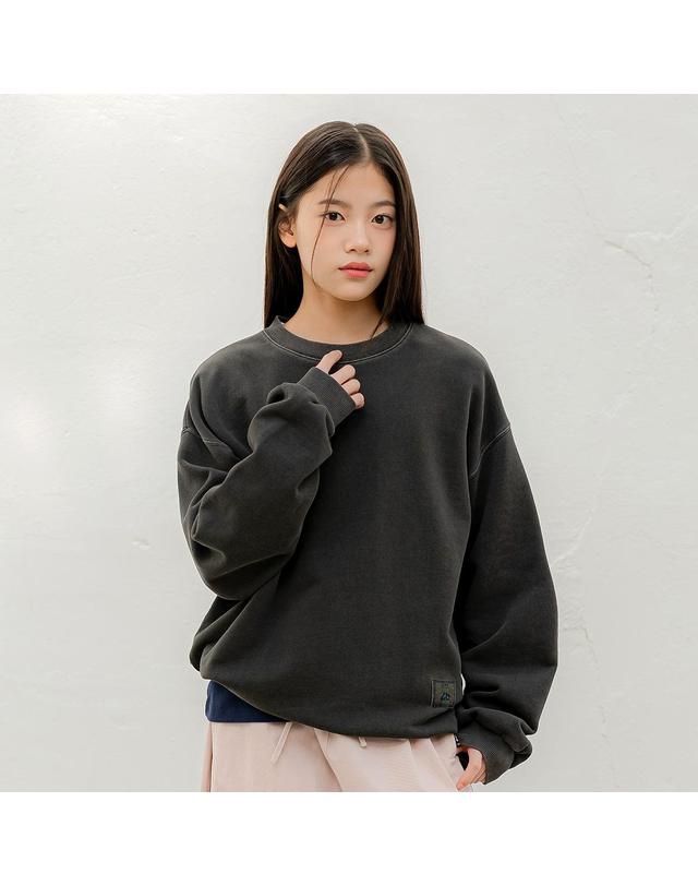 리틀뎁 피그먼트 백 로고 맨투맨 Grey 착용컷