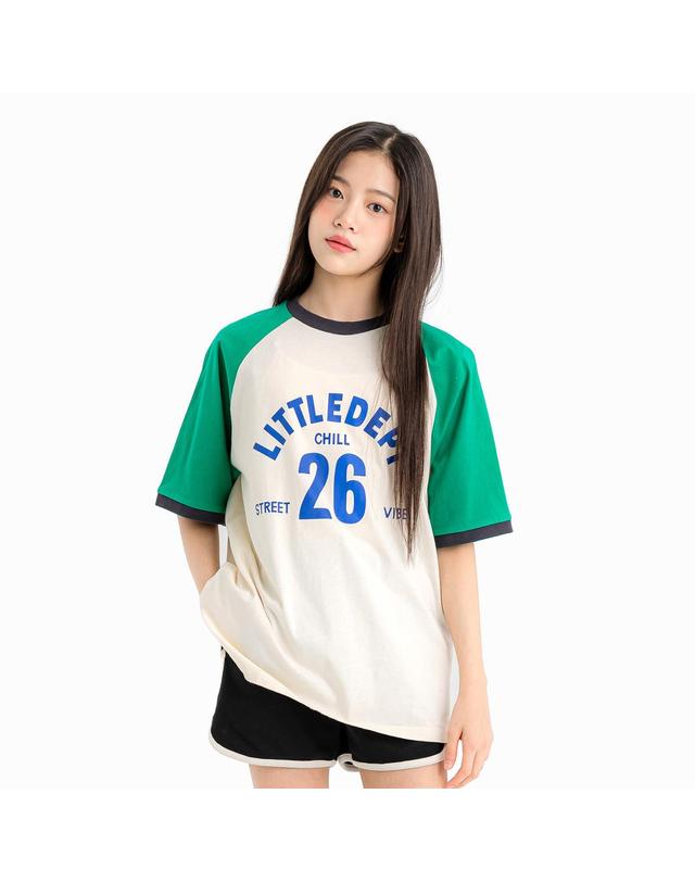 리틀뎁 링거 라글란 티셔츠 Green 착용컷