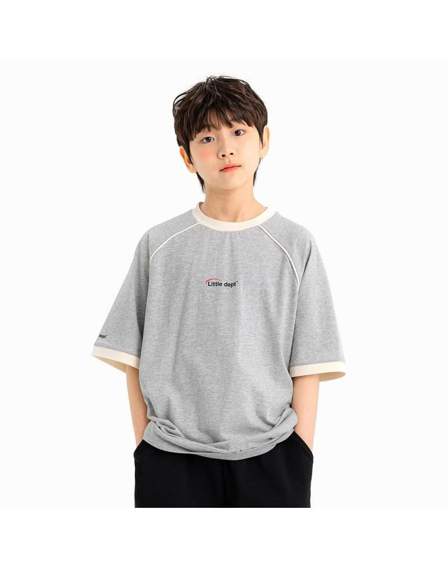 리틀뎁 파이핑 라글란 티셔츠 Grey 착용컷
