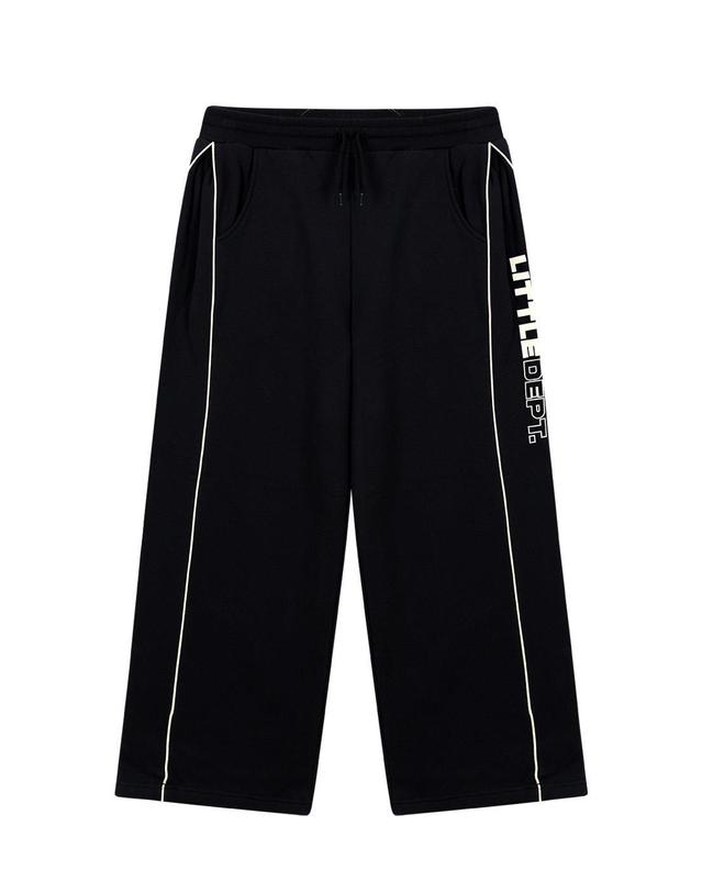 리틀뎁 와이드 파이핑 기모 조거 팬츠 Black 착용컷
