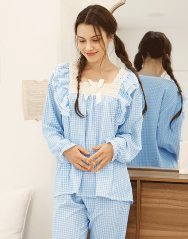 [10/1~ 선오픈특가] 엘리가모 여성 잔잔체크 9부 잠옷 BL_ME1SF61902