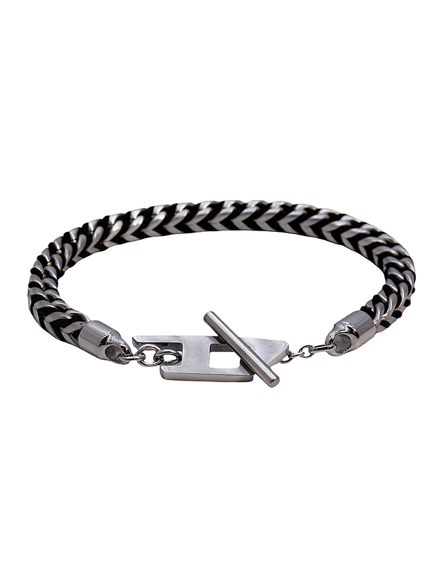 디젤 Diesel 디젤 D로고 DX1540 남성 여성 유니섹스 스틸 우븐 브레이슬릿 실버 팔찌 DX1540040 착용컷