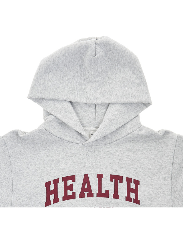 스포티앤리치 [스포티앤리치] 헬시 아이비 후드 티셔츠 HEALTH IVY HOODIE HEATHER GRAY MERLOT 착용컷