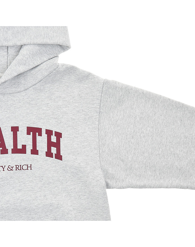 스포티앤리치 [스포티앤리치] 헬시 아이비 후드 티셔츠 HEALTH IVY HOODIE HEATHER GRAY MERLOT 착용컷