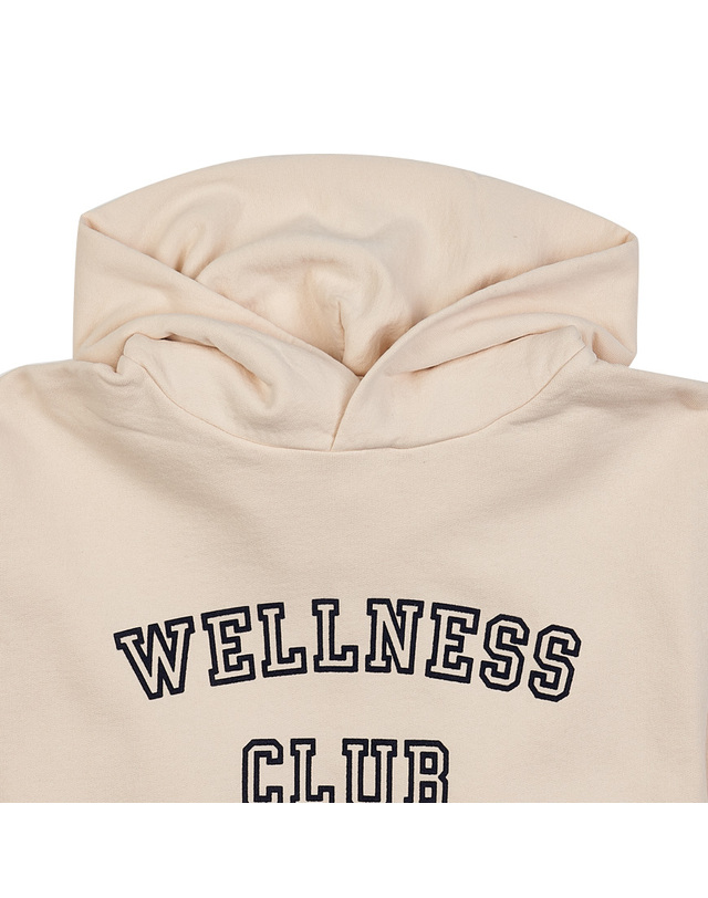 스포티앤리치 [스포티앤리치] 웰니스 클럽 후드 티셔츠 WELLNESS CLUB FLOCKED HOODIE CREAM NAVY 착용컷