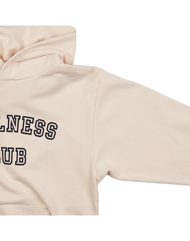 스포티앤리치 [스포티앤리치] 웰니스 클럽 후드 티셔츠 WELLNESS CLUB FLOCKED HOODIE CREAM NAVY 착용컷