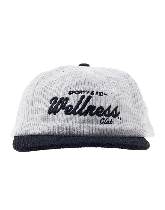 스포티앤리치 [스포티앤리치] 웰니스 코듀로이 볼캡 WELLNESS CLUB CORDUROY HAT BLACK WHITE 착용컷