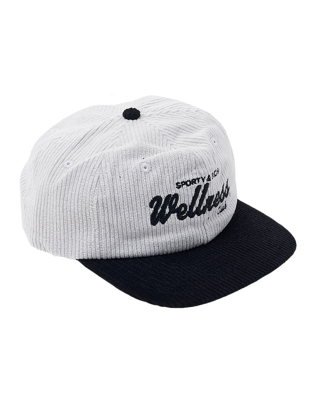 스포티앤리치 [스포티앤리치] 웰니스 코듀로이 볼캡 WELLNESS CLUB CORDUROY HAT BLACK WHITE 착용컷