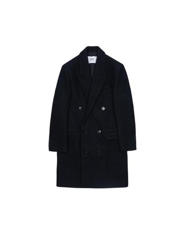 아미 더블 브레스티드 울 코트 블랙 HCO105-WV0020-001