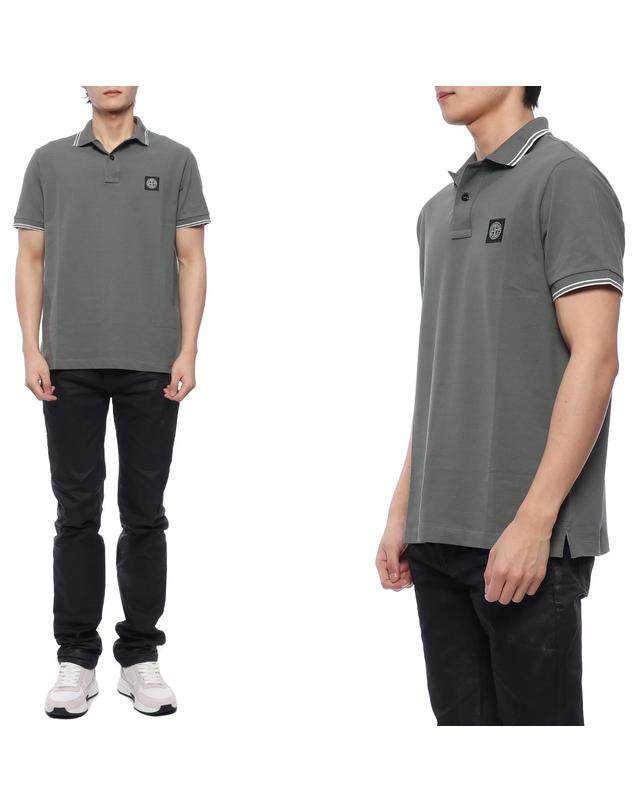 스톤아일랜드 24SS 남성 로고 패치 폴로 반팔티셔츠 (80152SC18 V0059 24S) 착용컷