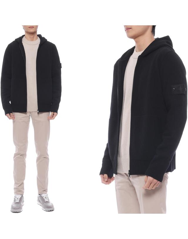 스톤아일랜드 24FW 남성 고스트 피스 울 후드집업 (8115528FA V0029 24F) 착용컷