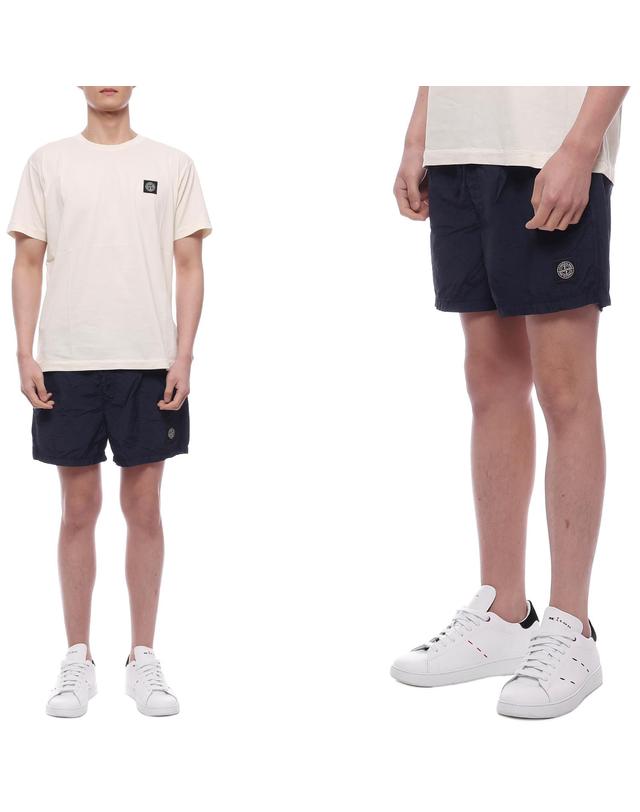 스톤아일랜드 25SS 남성 나일론 메탈 쇼트 스윔팬츠 (K1S15B100006 S0043 V0020 25S) 착용컷