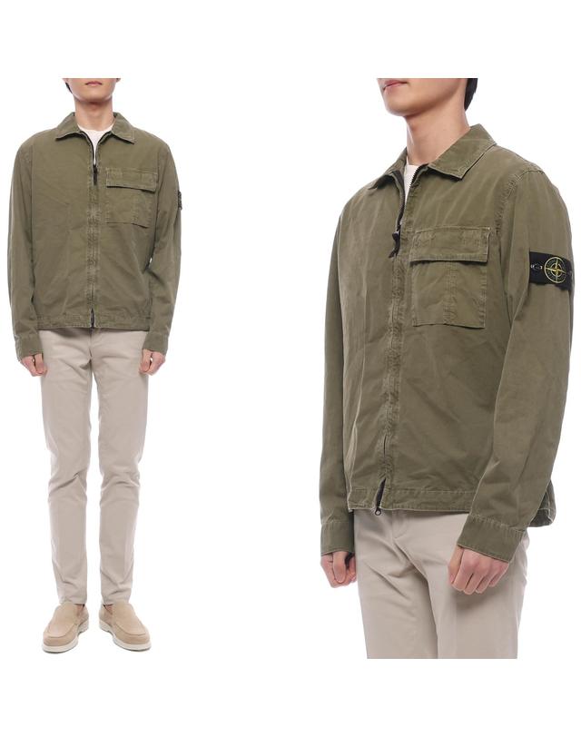 스톤아일랜드 26SS 남성 와펜 패치 오버셔츠 재킷 (L1S151200008 S00WN V015G 26S) 착용컷