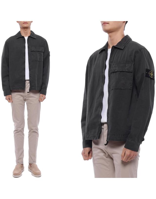 스톤아일랜드 26SS 남성 와펜 패치 오버셔츠 재킷 (L1S151200008 S00WN V0165 26S) 착용컷