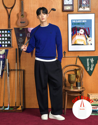 [쇼핑백동봉][Cashmere 100%] 다크블루 남성 에테르 캐시미어 스웨터