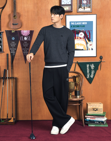 [Cashmere 100%] 차콜그레이 남성 에테르 캐시미어 스웨터