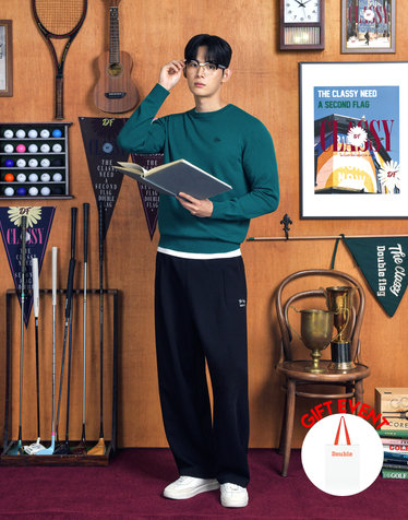 [쇼핑백동봉][Cashmere 100%] 다크그린 남성 에테르 캐시미어 스웨터