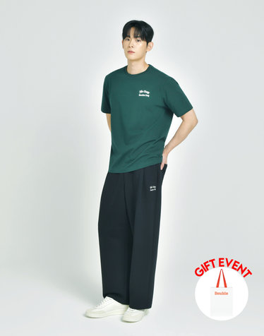 [쇼핑백동봉][루즈핏] 다크그린 남성 Double 그래픽 라운드 반팔티