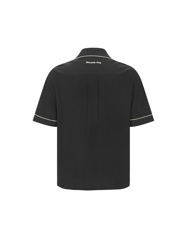 더블플래그 남성 [Micro Pleats] 블랙 남성 Micro Pleats 반팔 여름 남방 착용컷