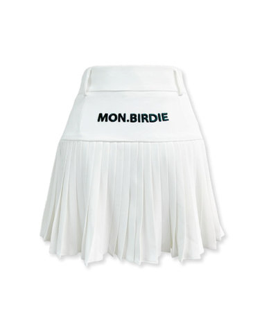 SLIM PLEATS EMBROIDERED 슬림 플리츠 자수 스커트 WHITE