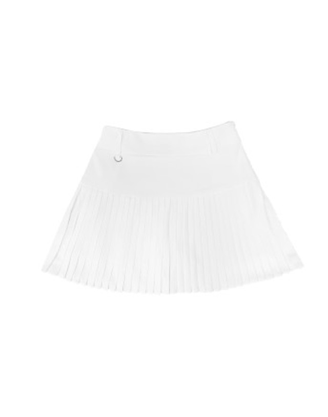 몽버디골프 SLIM PLEATS EMBROIDERED 슬림 플리츠 자수 스커트 WHITE 착용컷