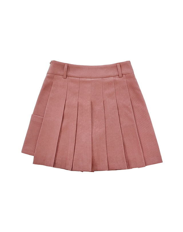 몽버디골프 Warm Pocket Pleats 피치기모 포켓 주름스커트 PINK 착용컷