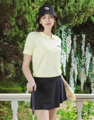 MONBIRDIE LOGO WAIST E-BAND 냉감 스포티 스커트 BLACK