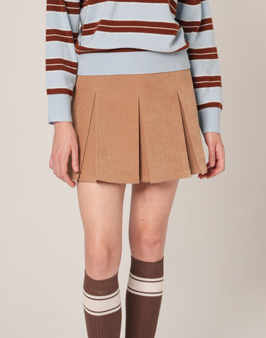 SOFT TOUCH WARM PLEATS 소프트기모 자수 플리츠 스커트_D.BEIGE