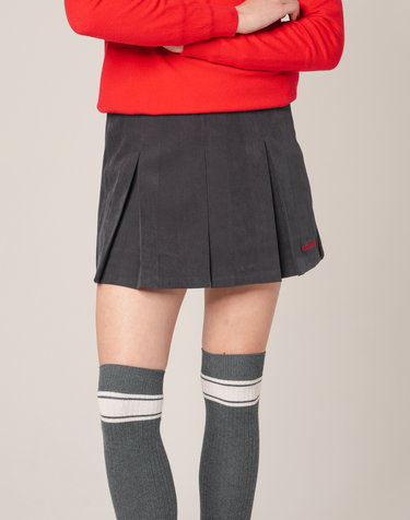 SOFT TOUCH WARM PLEATS 소프트기모 자수 플리츠 스커트_D.GREY