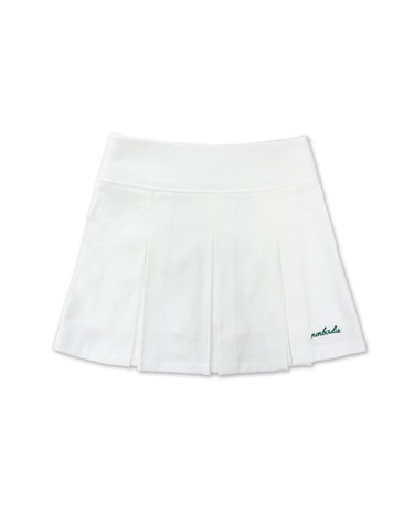 SOFT TOUCH WARM PLEATS 소프트기모 자수 플리츠 스커트_WHITE