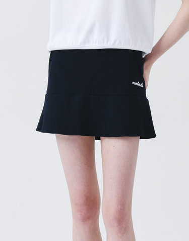 하이 스트레치 미니 플레어 스커트 D.NAVY