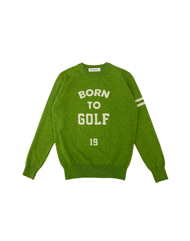 몽버디골프 BORN TO GOLF CREW-NECK SWEATER 본투골프 크루넥 스웨터 GREEN 착용컷