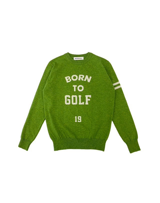 몽버디골프 BORN TO GOLF CREW-NECK SWEATER 본투골프 크루넥 스웨터 GREEN 착용컷