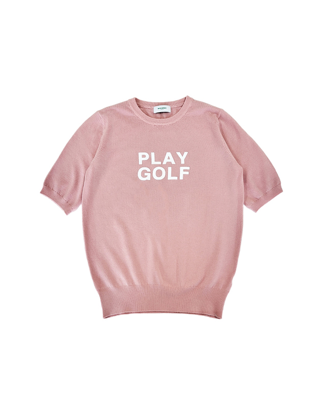 몽버디골프 PLAY GOLF ROUND NECK 플레이골프 반팔니트 PINK 착용컷