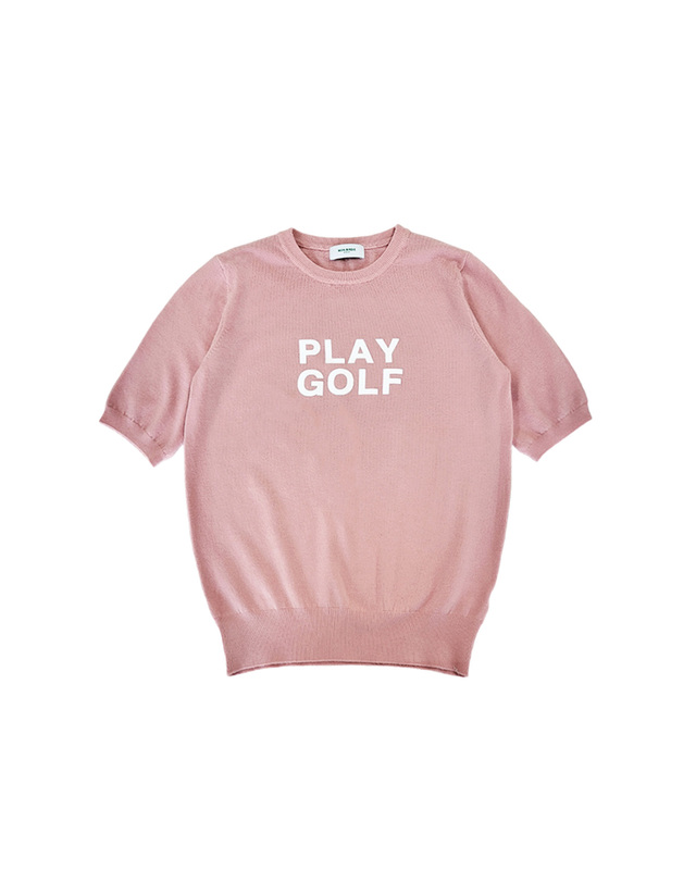 몽버디골프 PLAY GOLF ROUND NECK 플레이골프 반팔니트 PINK 착용컷