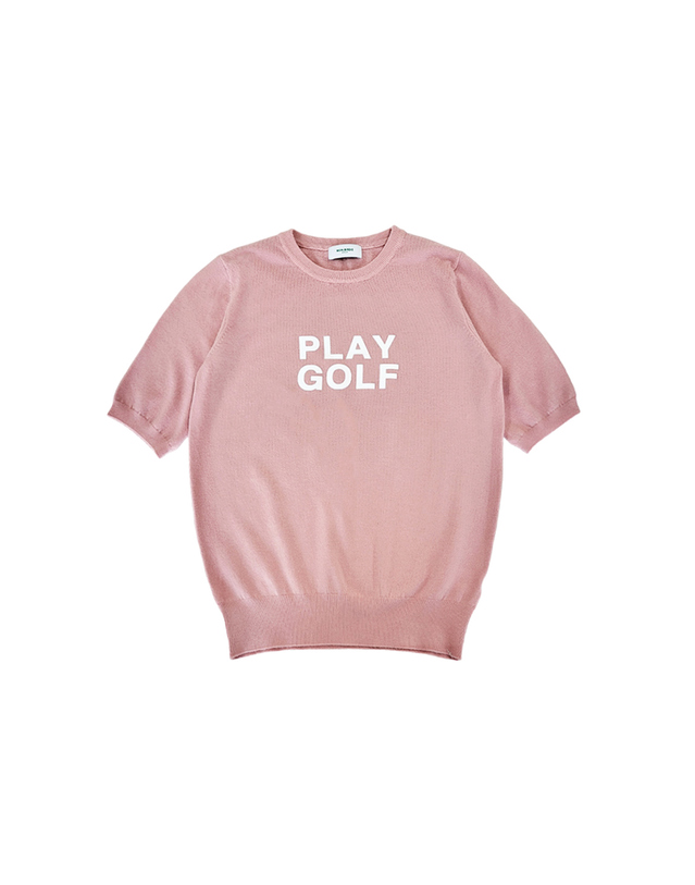 몽버디골프 PLAY GOLF ROUND NECK 플레이골프 반팔니트 PINK 착용컷