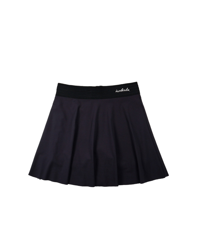 몽버디골프 MONBIRDIE LOGO WAIST E-BAND 냉감 스포티 스커트 BLACK 착용컷