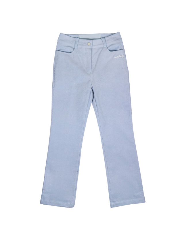 몽버디골프 CORDUROY BOOTSCUT 코듀로이 웜기모 부츠컷 골프팬츠_L.BLUE 착용컷