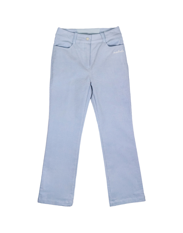 몽버디골프 CORDUROY BOOTSCUT 코듀로이 웜기모 부츠컷 골프팬츠_L.BLUE 착용컷